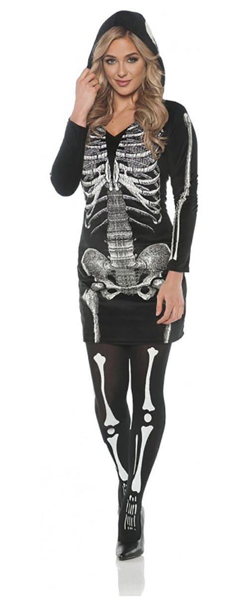 Women&#x27;s Skeletal Hoodie Dress Costume