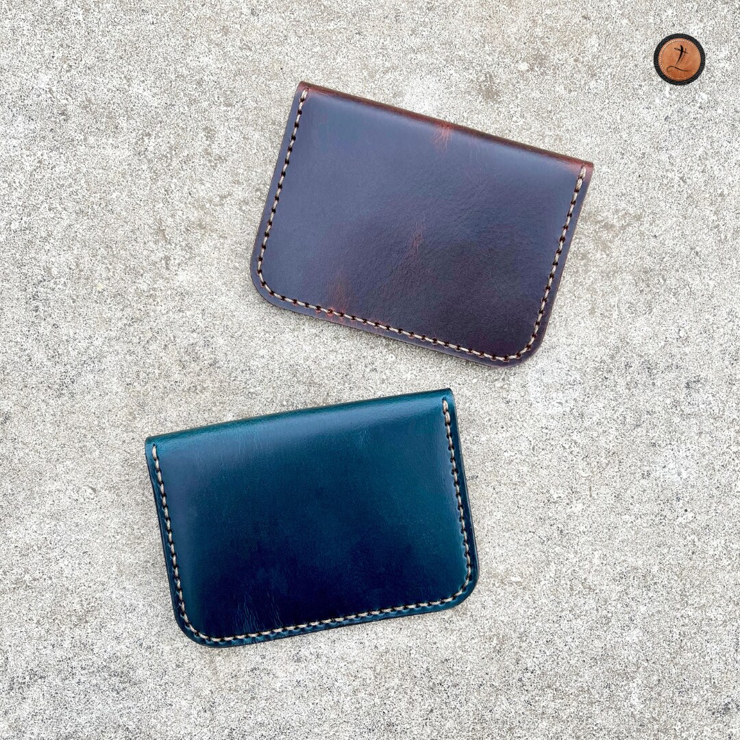 Handmade Leather Card Holder, Italian Waxed Leather Wallet, Custom