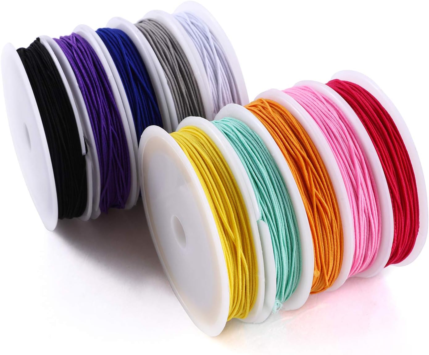 Elastic Cord for Making Jewelry 1mm 130m/142Yards 10Roll Multicolor