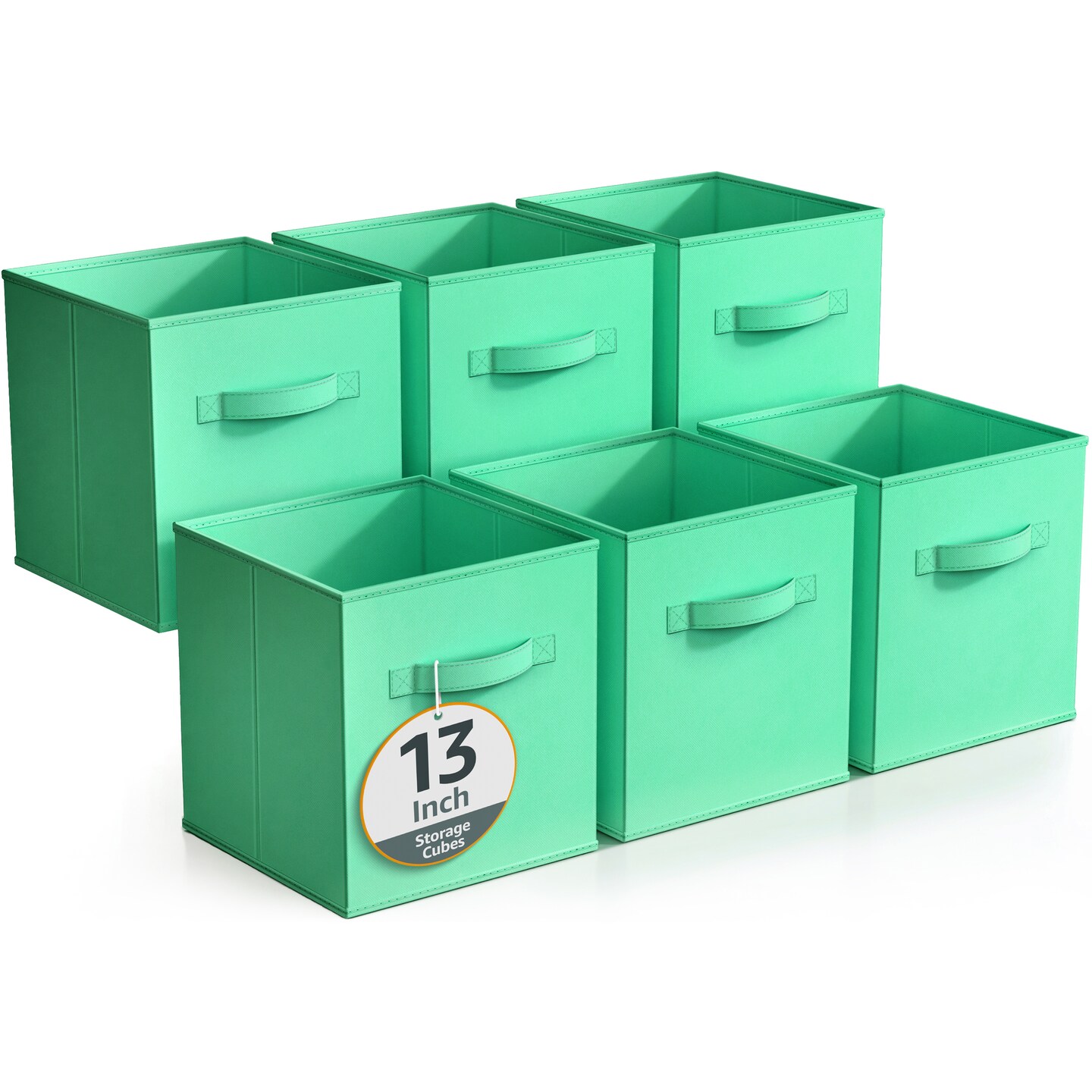 Sorbus 6 Pack 13 Inch Foldable Storage Cubes with Handles- for Organizing Home, Shelves, Nursery, Playroom, Closet and More
