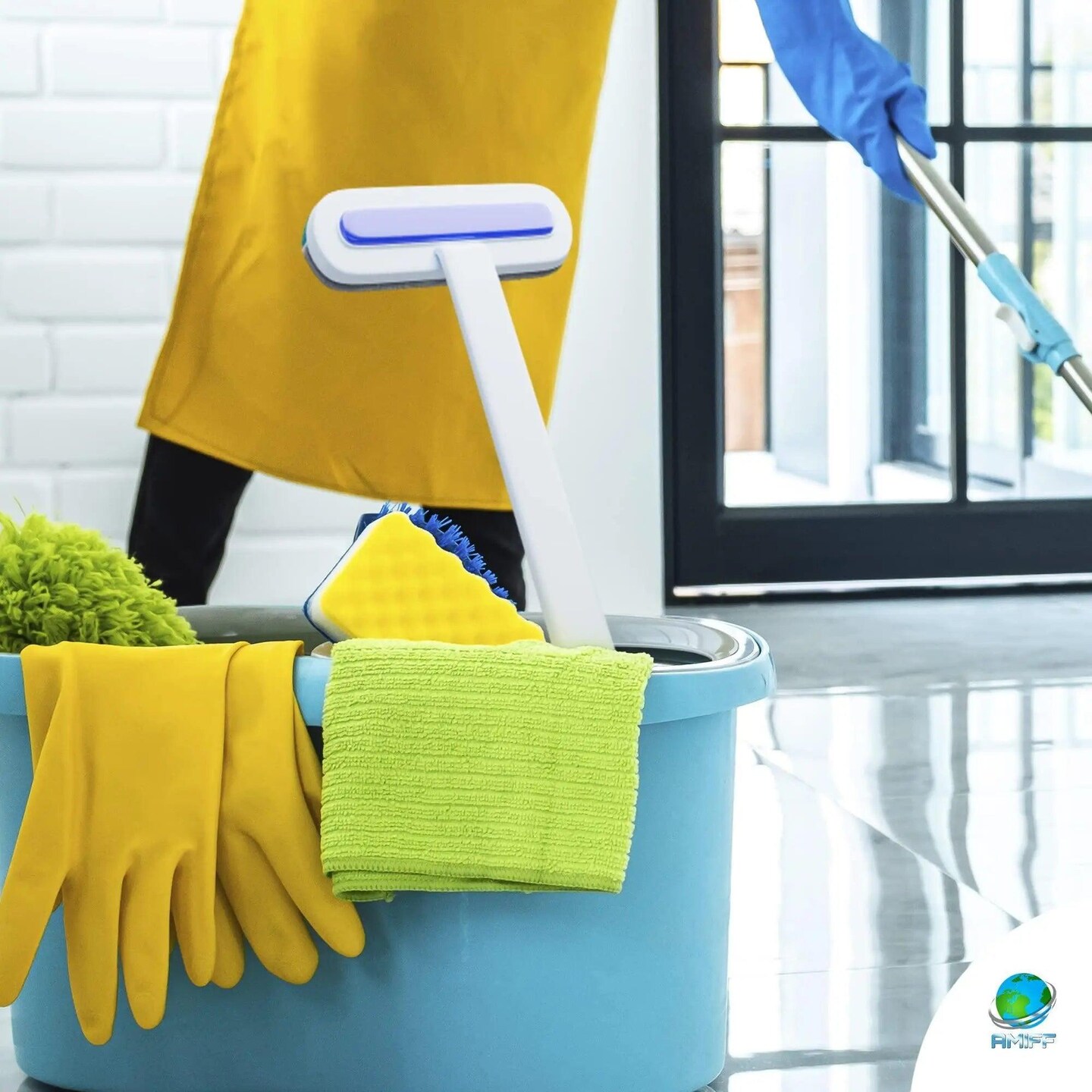 Window Screen Brush Cleaner 7.28 x 18.3 BlueWhite Multifunctional Screen Brush with Handle and Integrated Small Brush Double Sided Mesh Cleaner Brush for Glass Carpet Screen Cleaning Tool