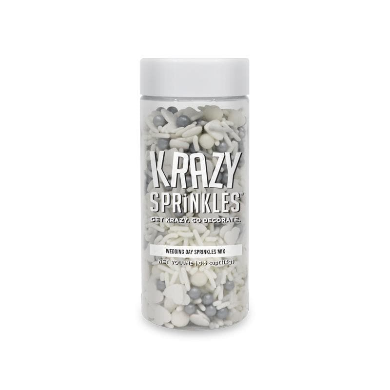 Krazy Sprinkles - Wedding Day Mix (1/2 Cup, 1x Jar) for Cakes, Ice Cream &#x26; Cookies