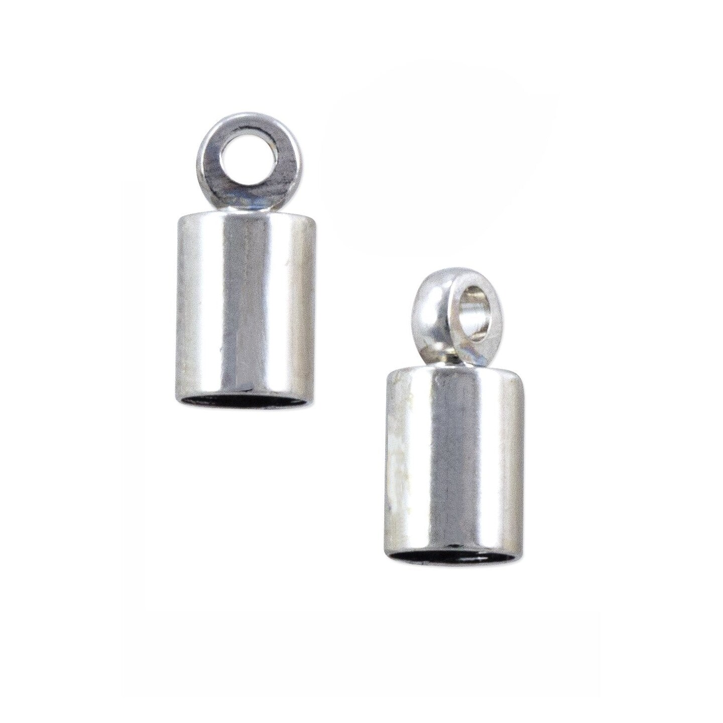 End Cap with Loop 4mm Silver Color (Package of 2)