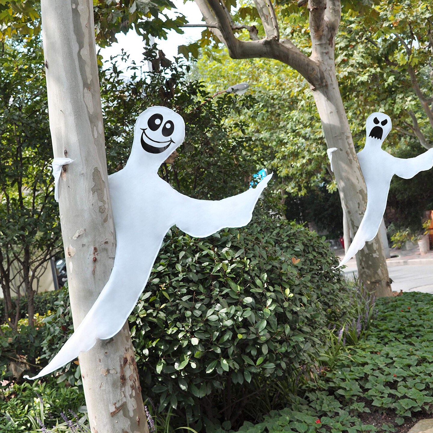2 Pieces 53&#x22; Halloween Bendable Tree Wrap Ghost for Halloween Decoration Outdoor, Lawn Decor, Tree, Pilar Decorations, Ghost Party Supplies