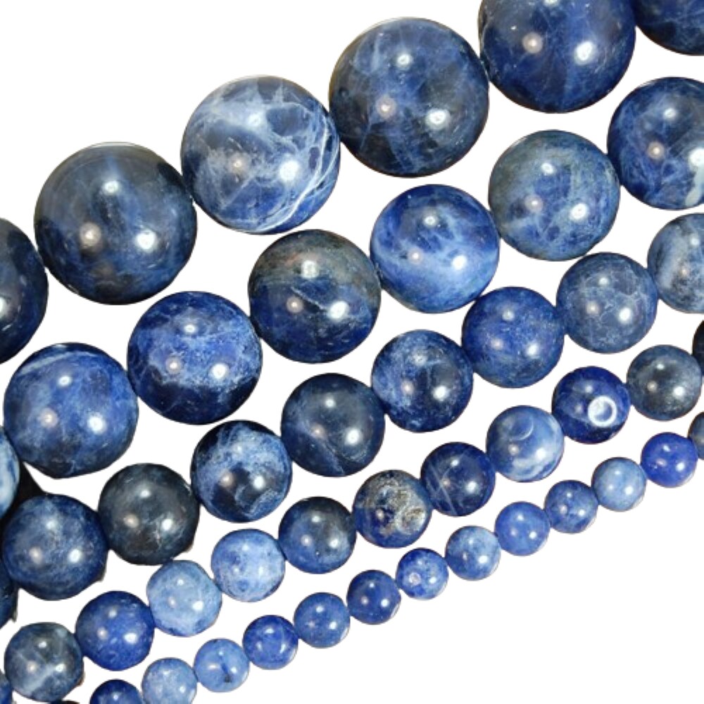 Kitcheniva Natural Blue Sodalite Round Beads 15.5&#x22;