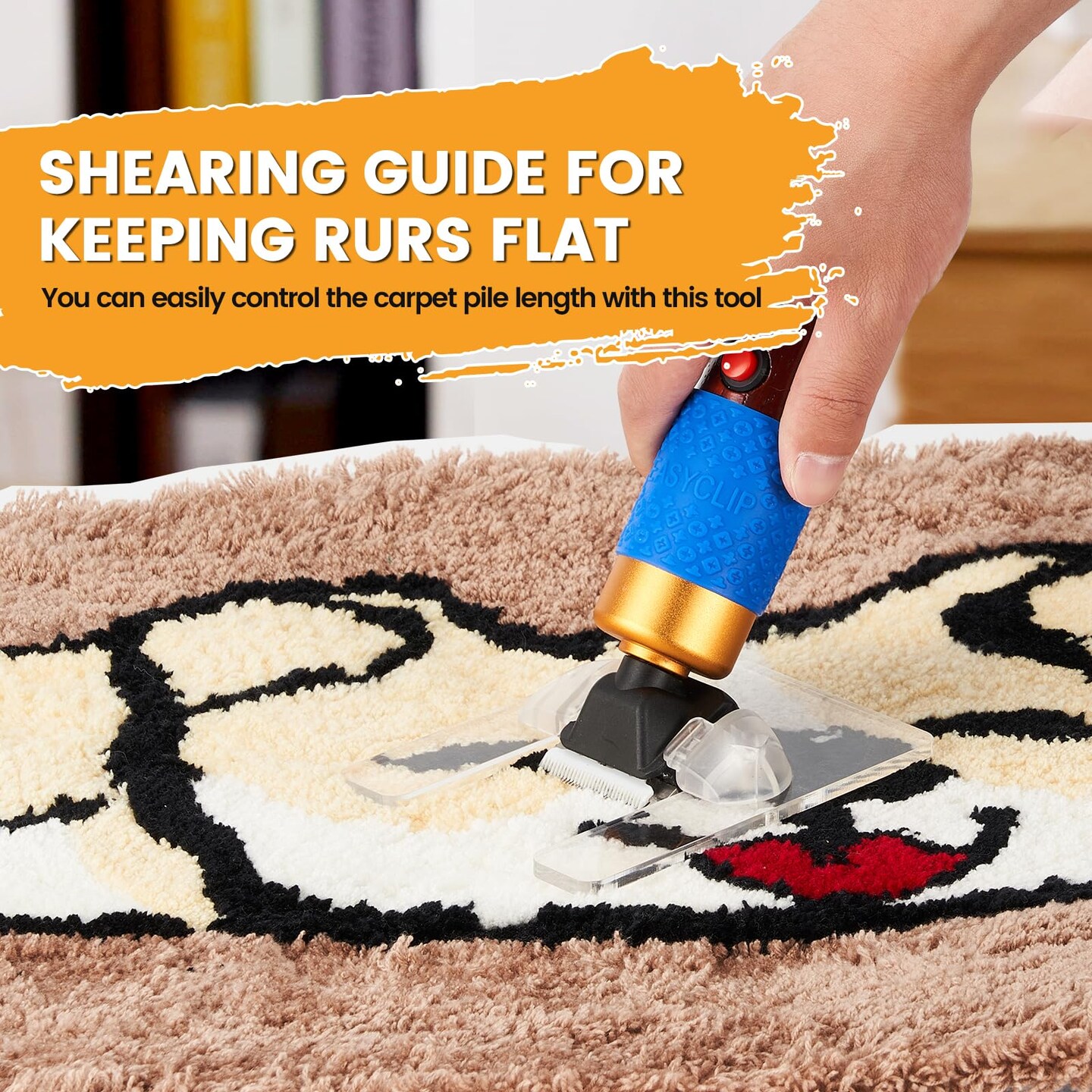 Carpet Trimmer with Shearing Guide, Carpet Shears Comes with 2 Blades, Low Noise Vibration Rug Trimmer, Carpet Carving Clippers for Sculpting Tufting Gun Rug(18cm, Blue)