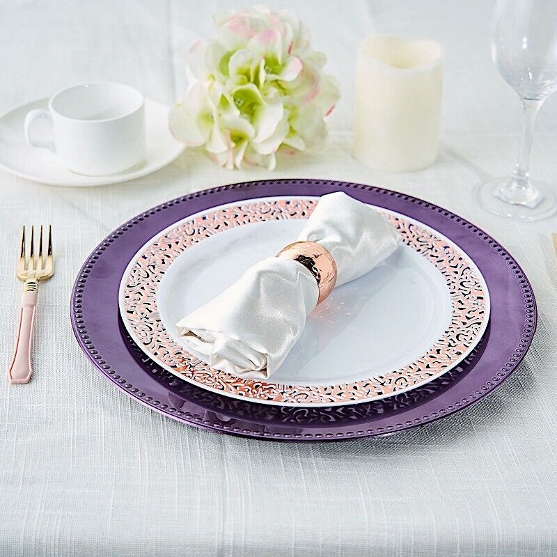 24 pcs 13&#x22; Purple BEADED Round CHARGER PLATES