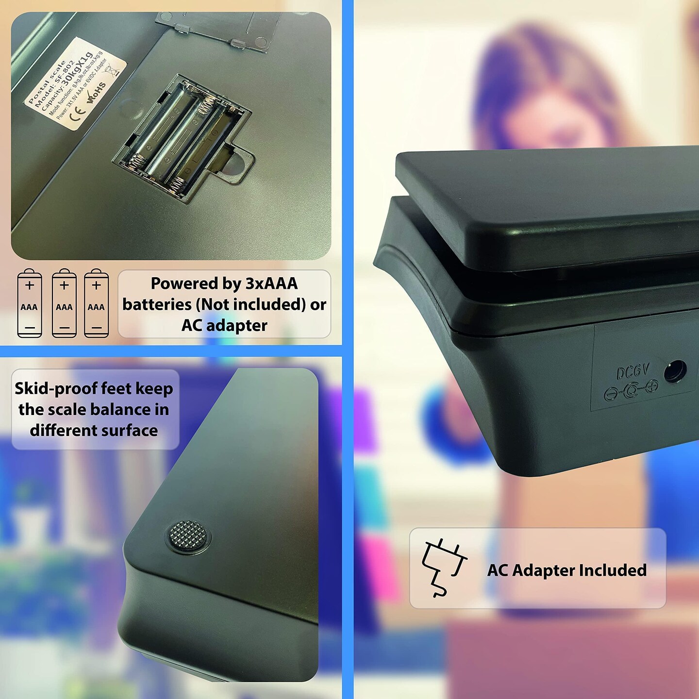 Digital Shipping Scale 66lb 0.1oz Postal Weight Scale with Hold and Tare Function Mail Postage Scale 6 Units for Packages and Mailing Office AC Adapter Included