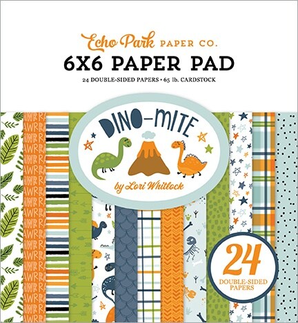 Echo Park Double-Sided Paper Pad 6&#x22;X6&#x22; 24/Pkg-Dino-Mite
