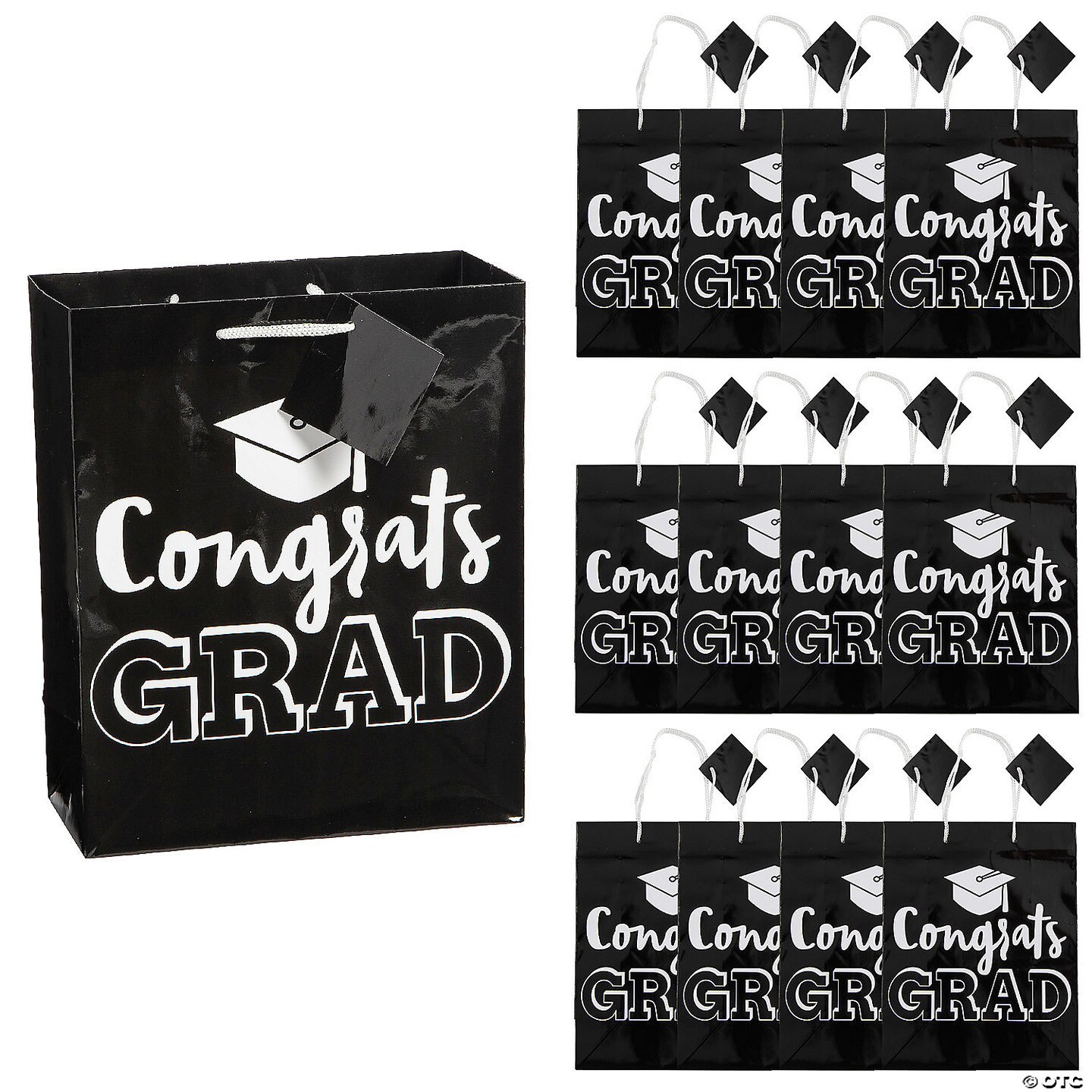 7 1/4&#x22; x 9&#x22; Medium Congrats Grad Gift Bags with Tag | MINA&#xAE;