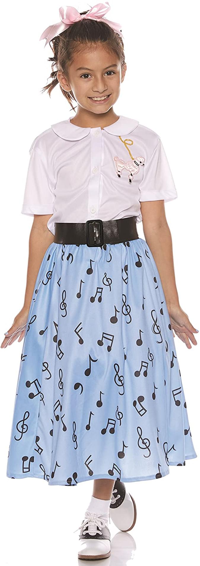 50&#x27;s Style Shirt &#x26; Skirt Child Costume Set
