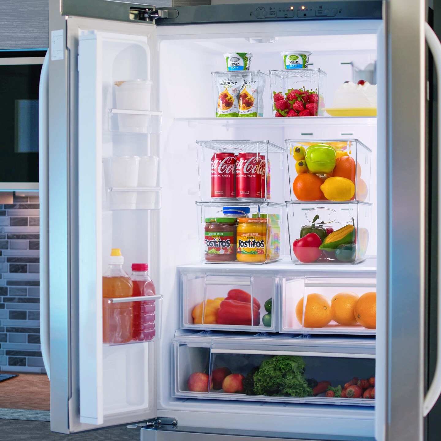 Sorbus 8 Pack Medium Clear Acrylic Storage Bins with Lids - Perfect for Kitchen, Pantry, Home Organization, and Storage