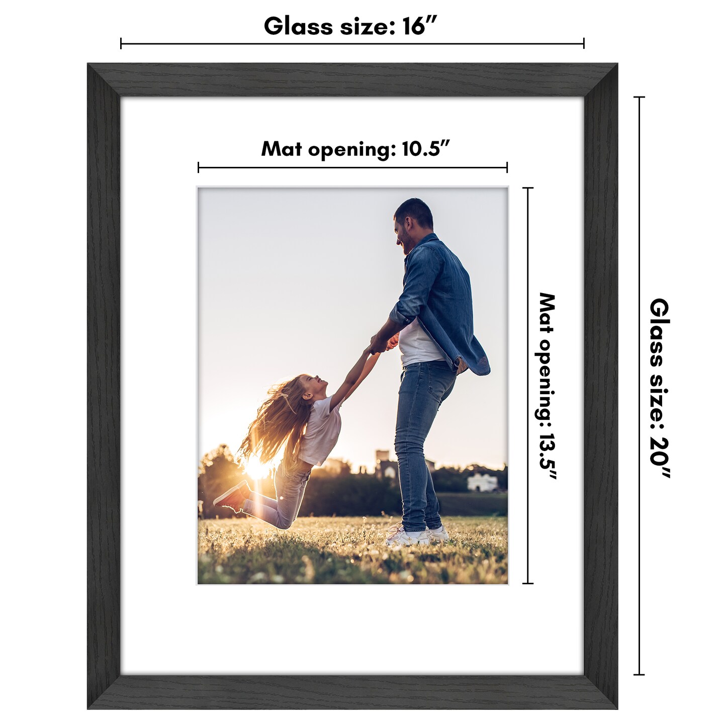 Americanflat Picture Frame with Wide Molding with Mat - Modern Wide Molding Photo Frame - Shatter Resistant Glass - Hanging Hardware - Includes Easel