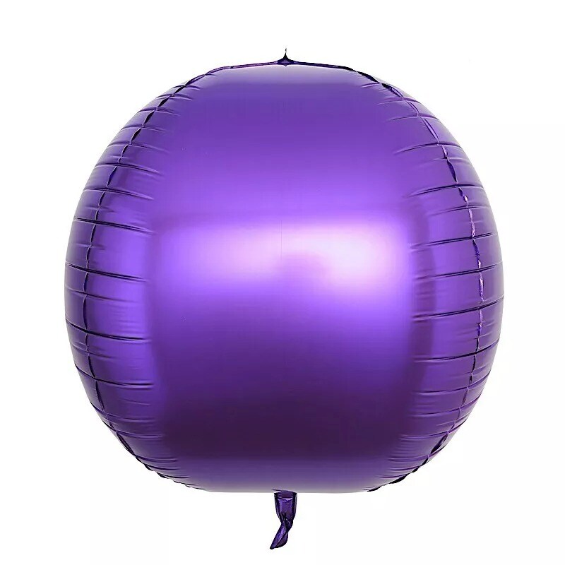 2 PURPLE 18&#x22; wide 4D Round Orbs Balls Mylar Foil Balloons