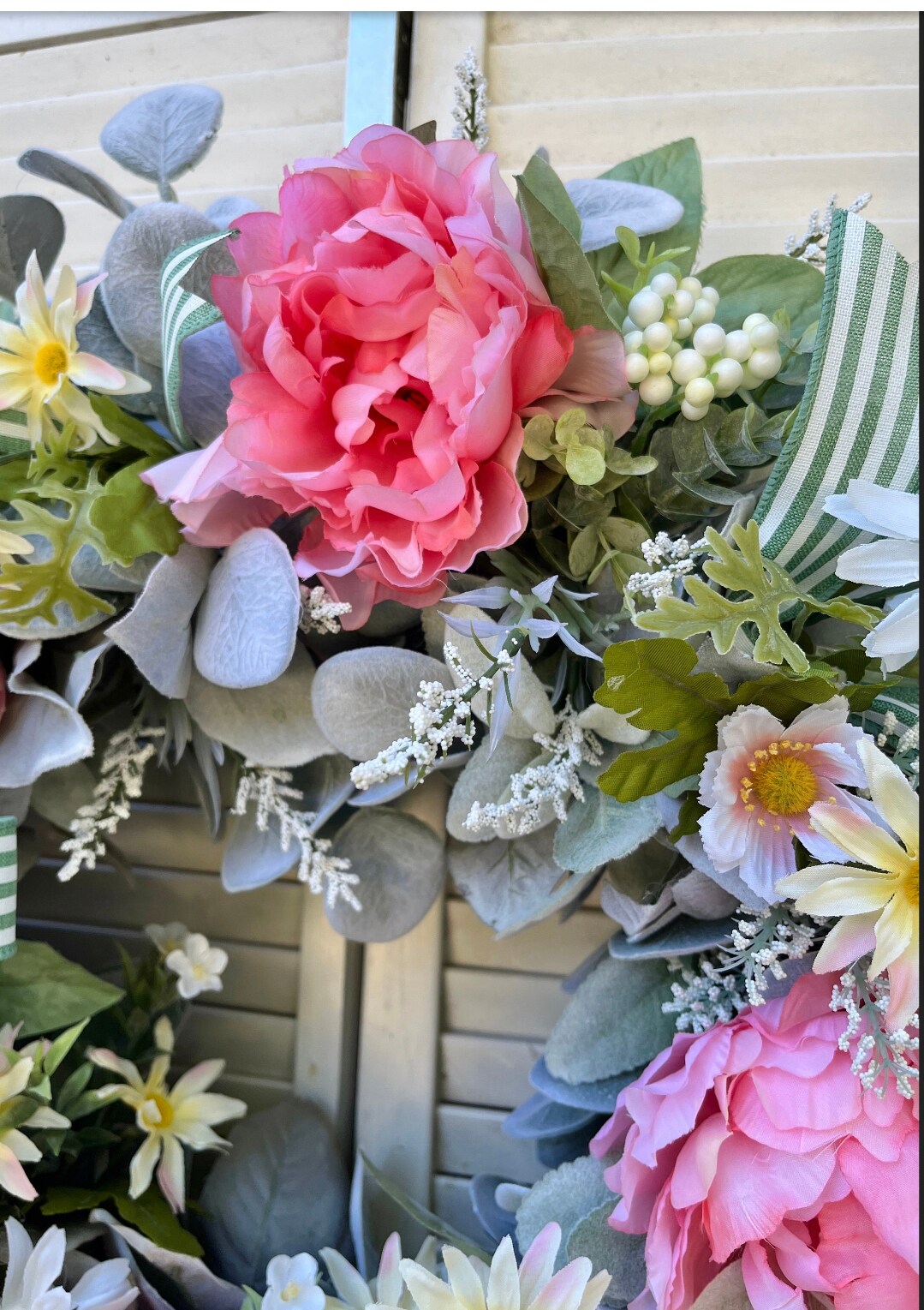 Summer Wreath, Floral Wreath, Daisy Wreath, Lambs Ear Wreath