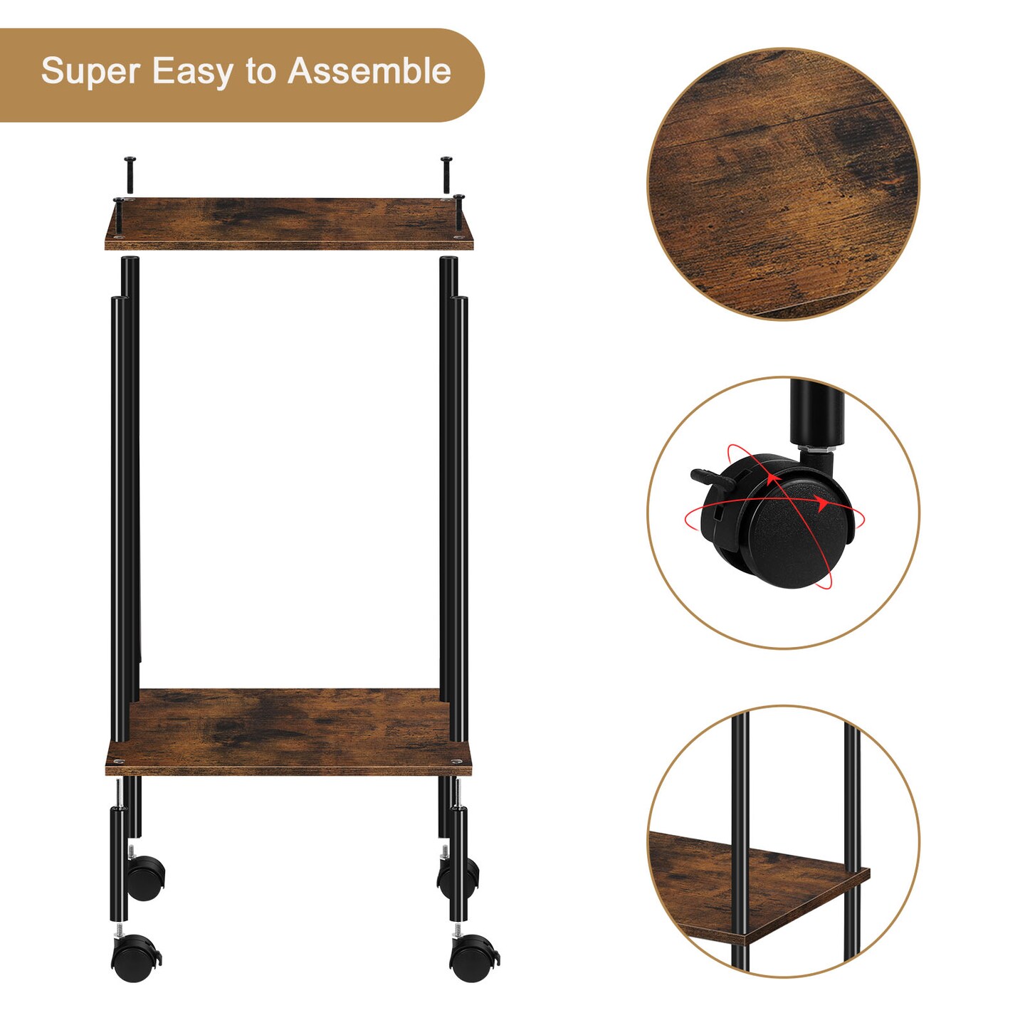2pcs End Table with Wheels