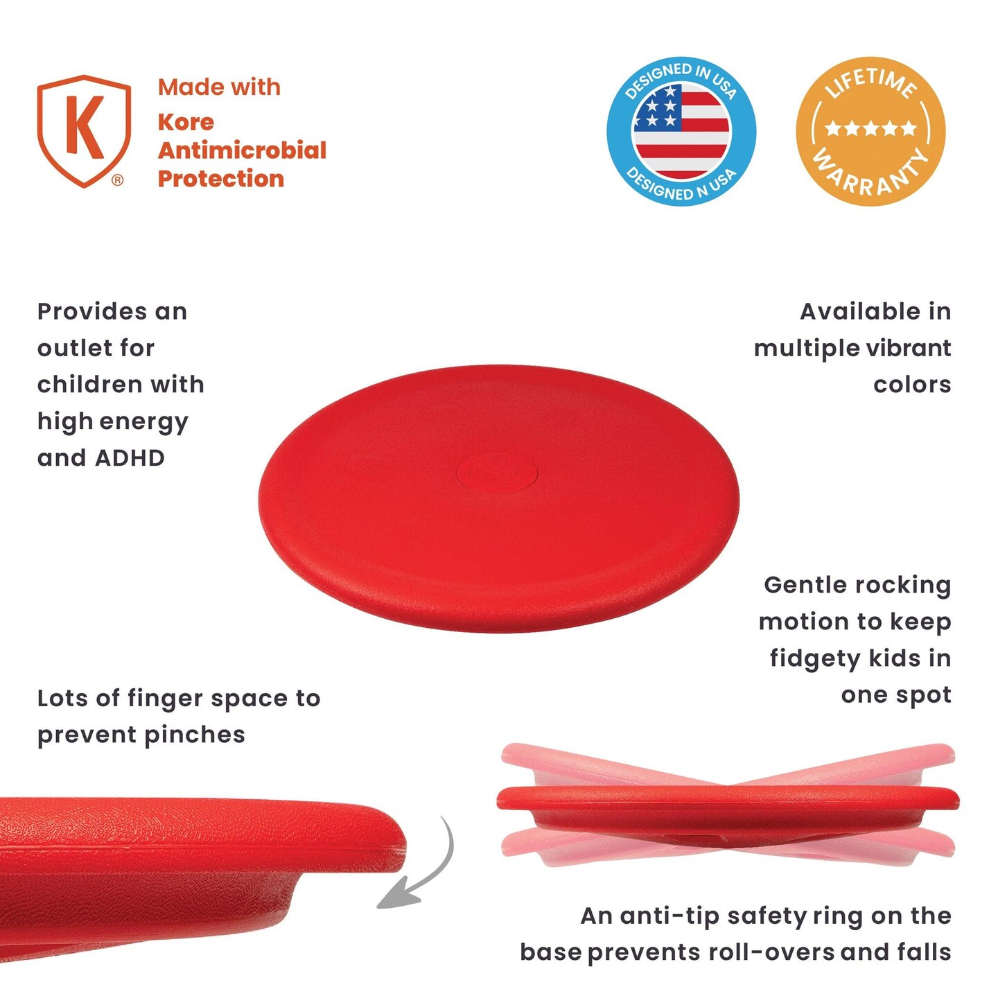 Floor Wobbler&#xAE; Balance Disc for Sitting, Standing, or Fitness, Red