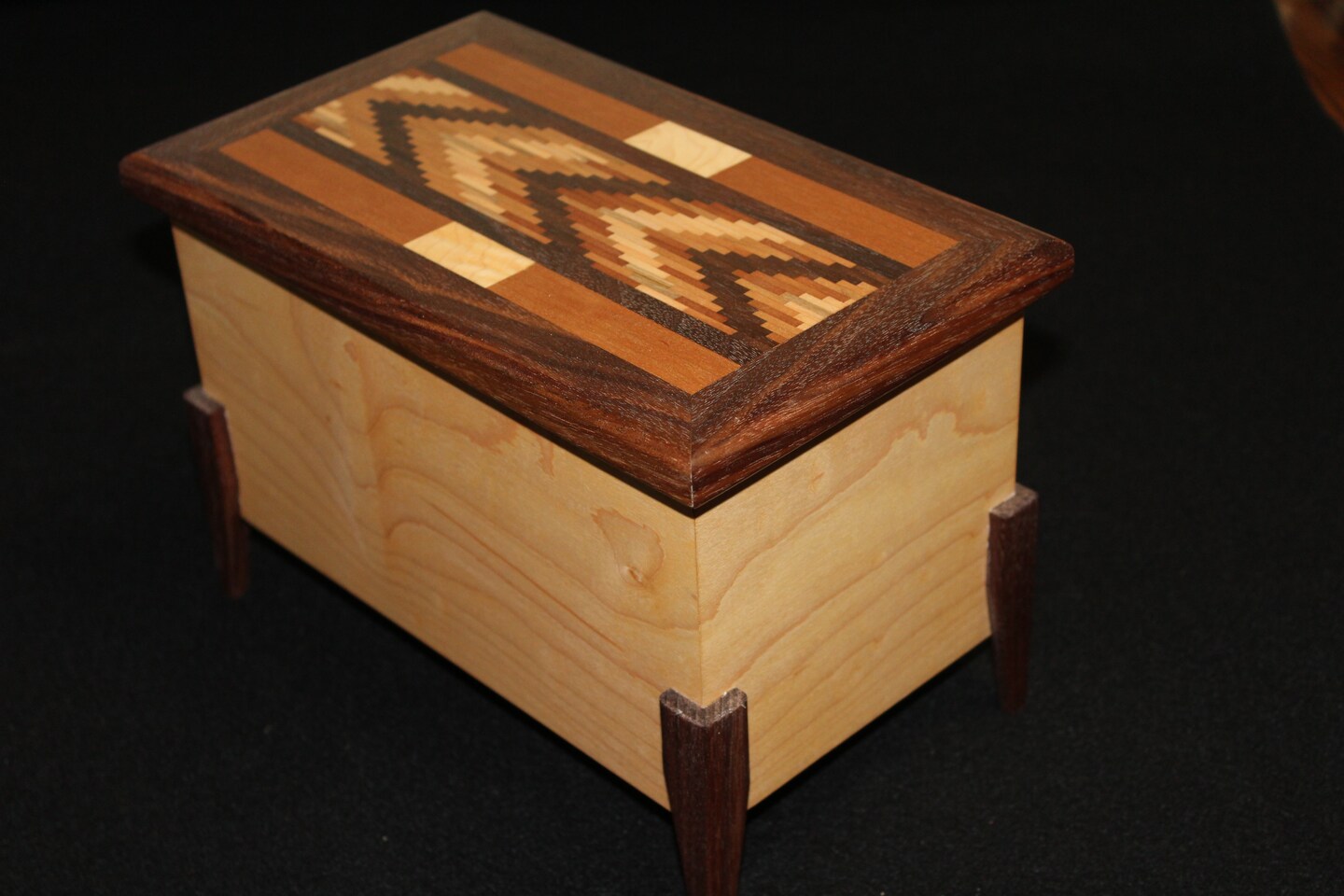 Maple Jewelry Box With handmade inlay and walnut lid | MakerPlace