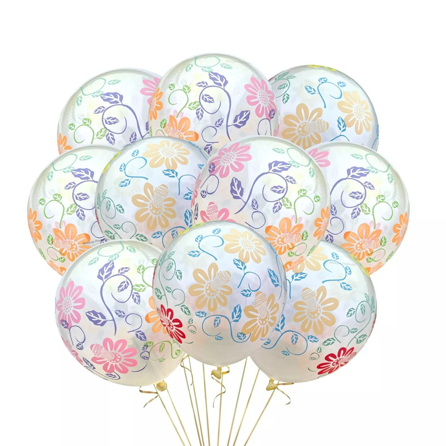 Kitcheniva Clear Floral Theme Part Ballons 12 Pcs