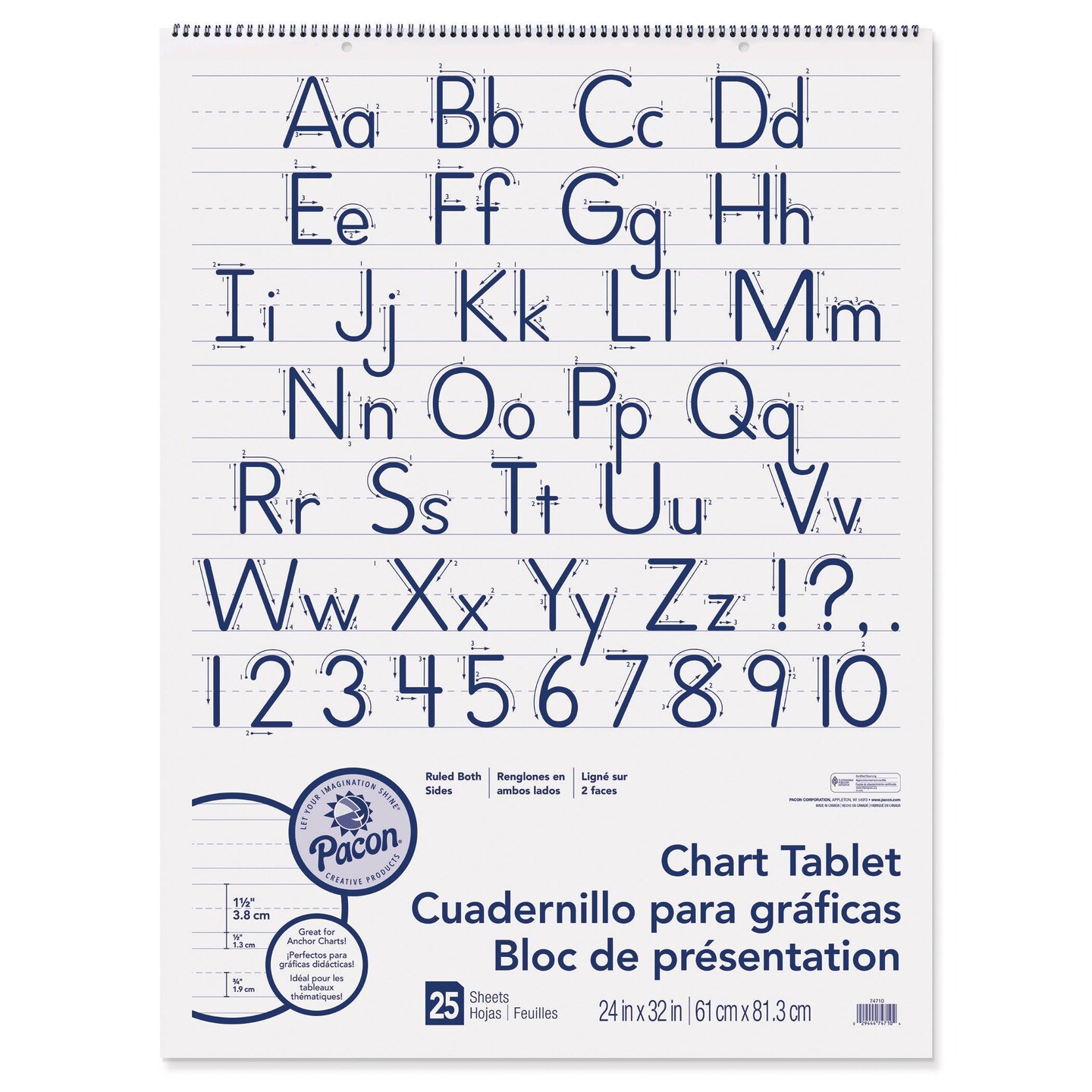 Chart Tablet, Manuscript Cover, 1-1/2&#x22; Ruled, 24&#x22; x 32&#x22;, 25 Sheets, Pack of 2