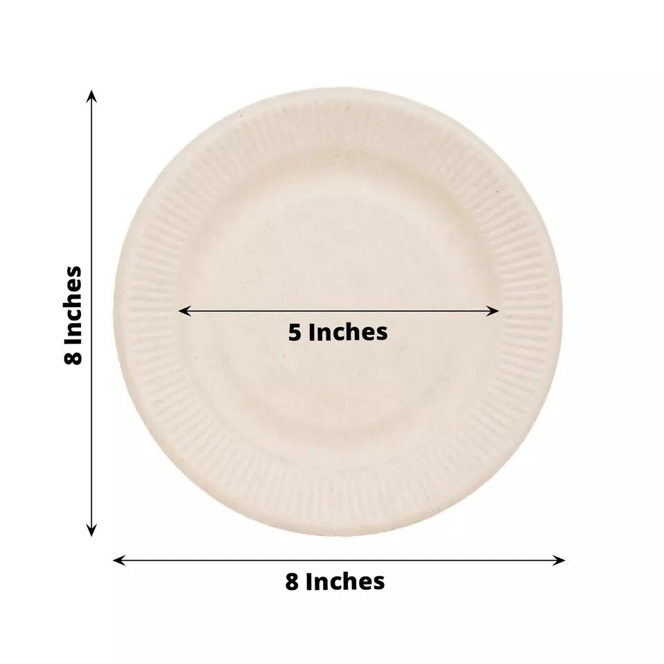 50 Round 8&#x22; NATURAL Bagasse Sustainable Salad PLATES