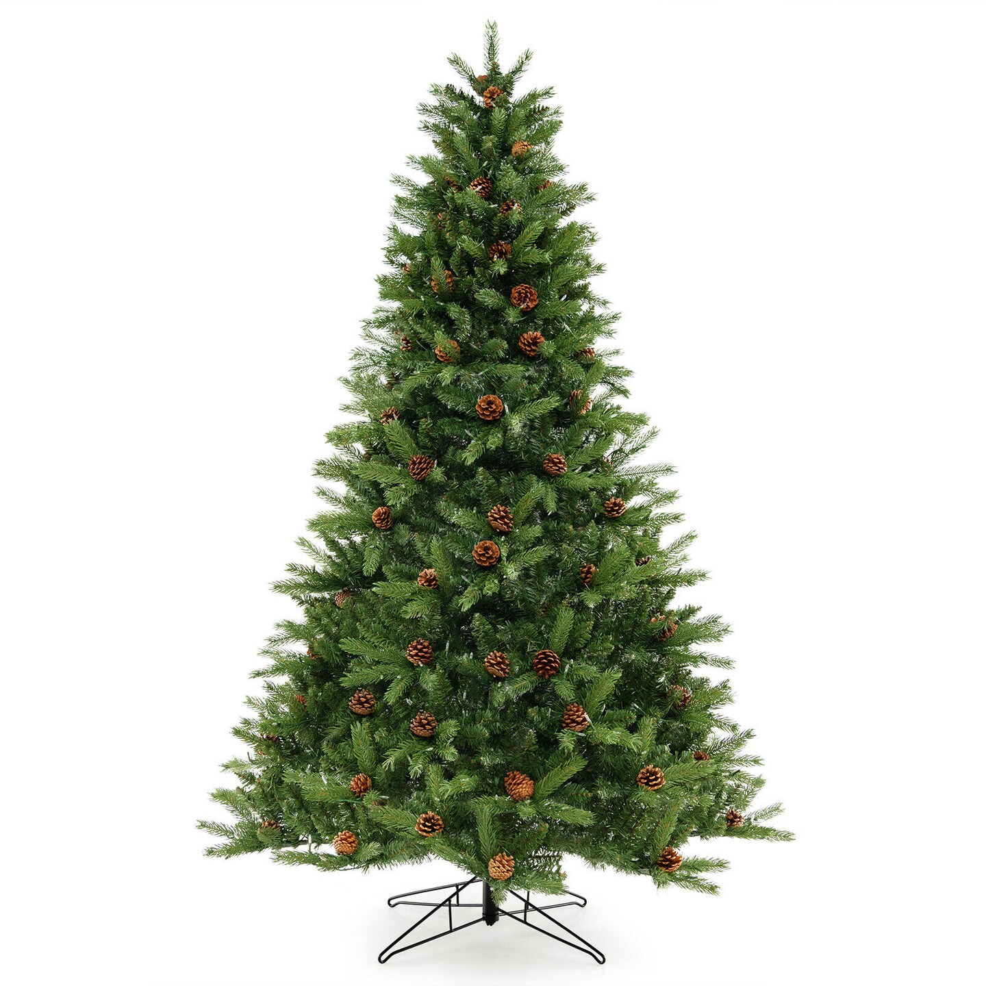 Artificial Christmas Tree with Pine Cones and Adjustable Brightness