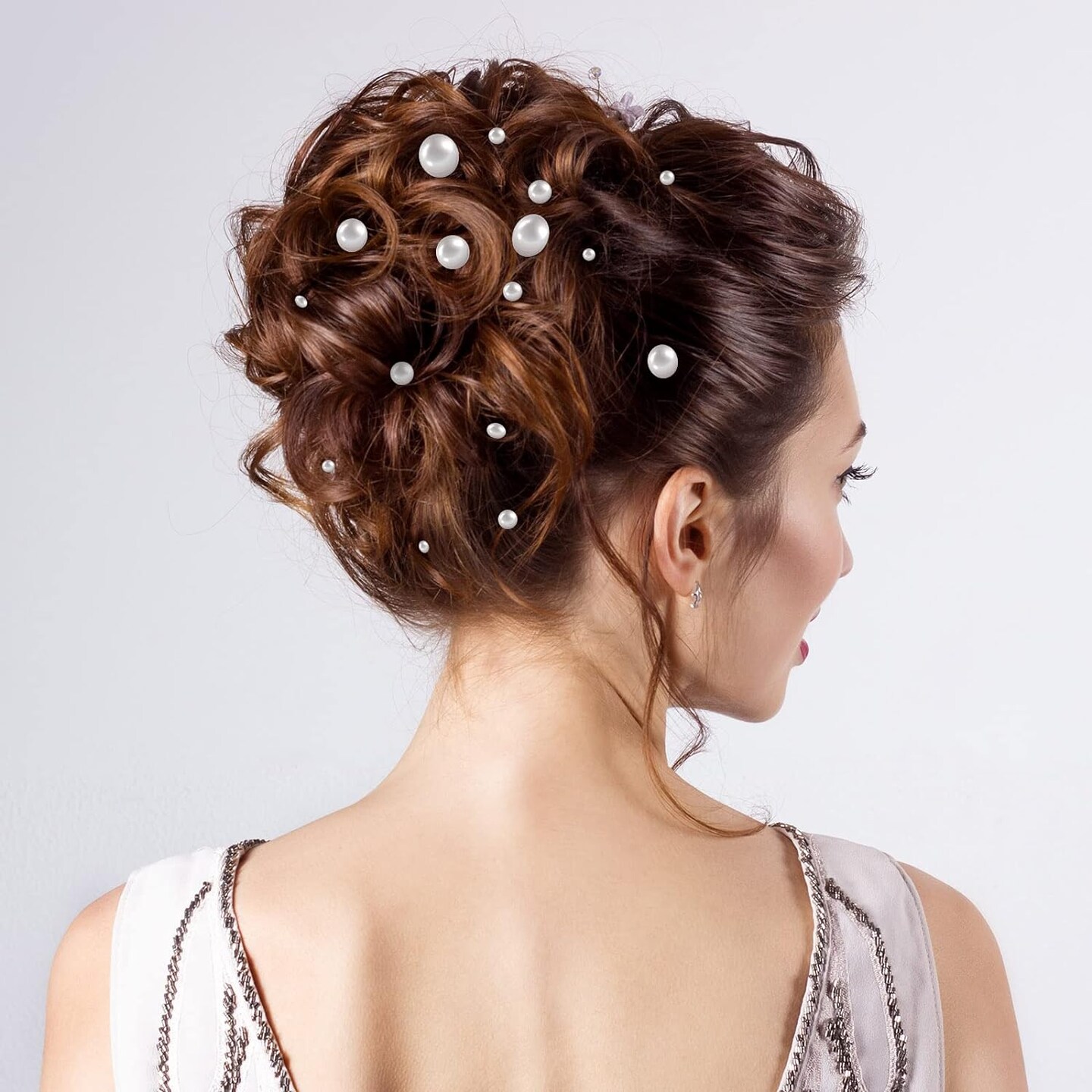 Hair Pearl Stickers Sheets on Face Self-Adhesive Hair Gems Accessories for Wedding Bride Crafts Flat Back Pearl Assorted Size, 700 Pieces