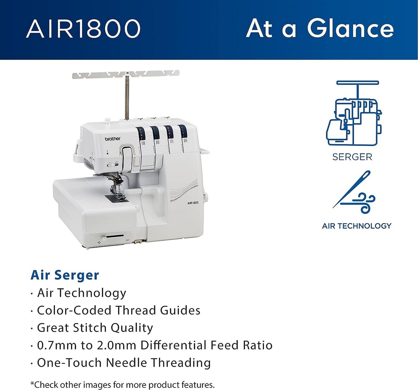 Brother Air1800 Air Serger with Jet-Air Threading with Accessories