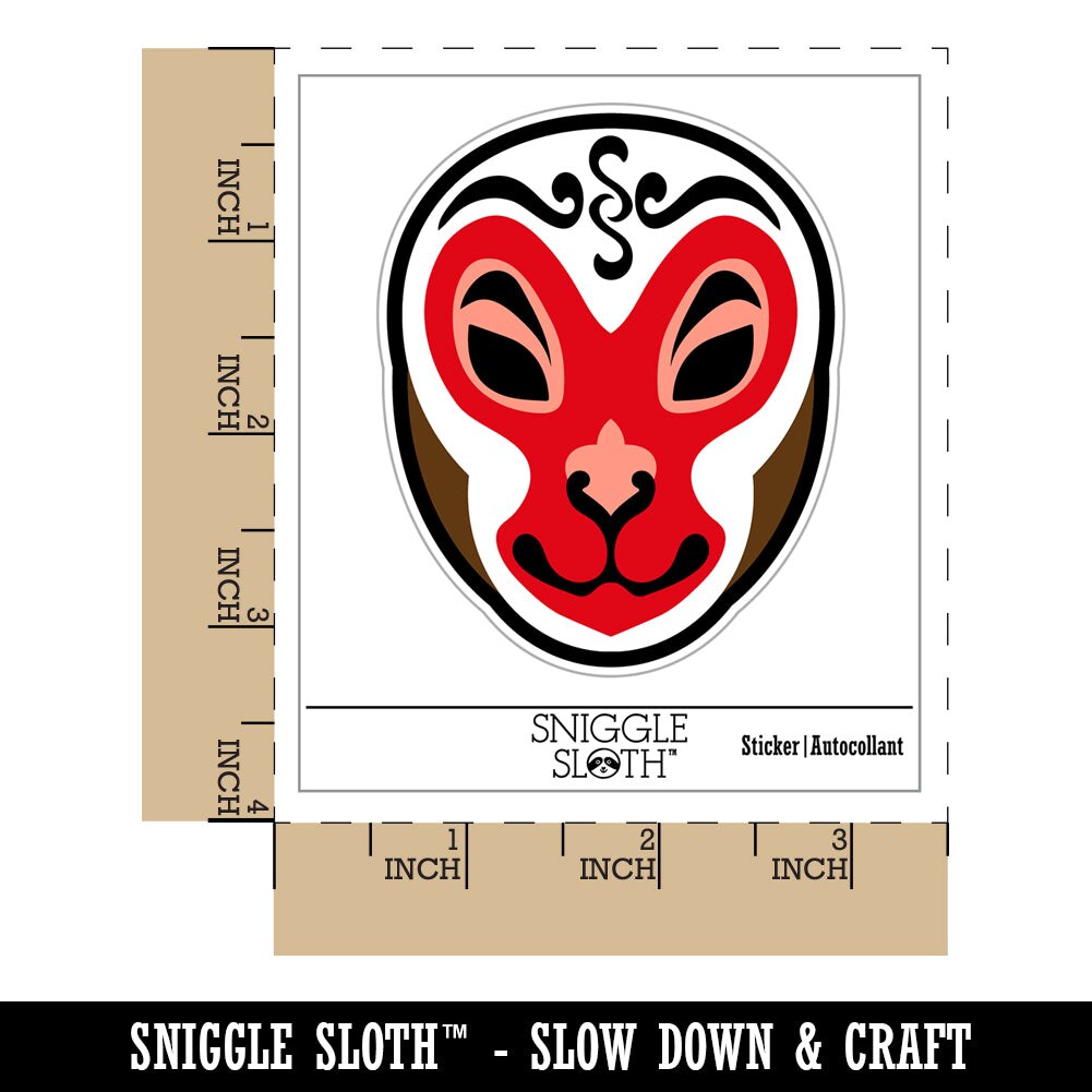 Monkey King Chinese Opera Mask Waterproof Vinyl Phone Tablet Laptop Water Bottle Sticker Set - 5 Pack