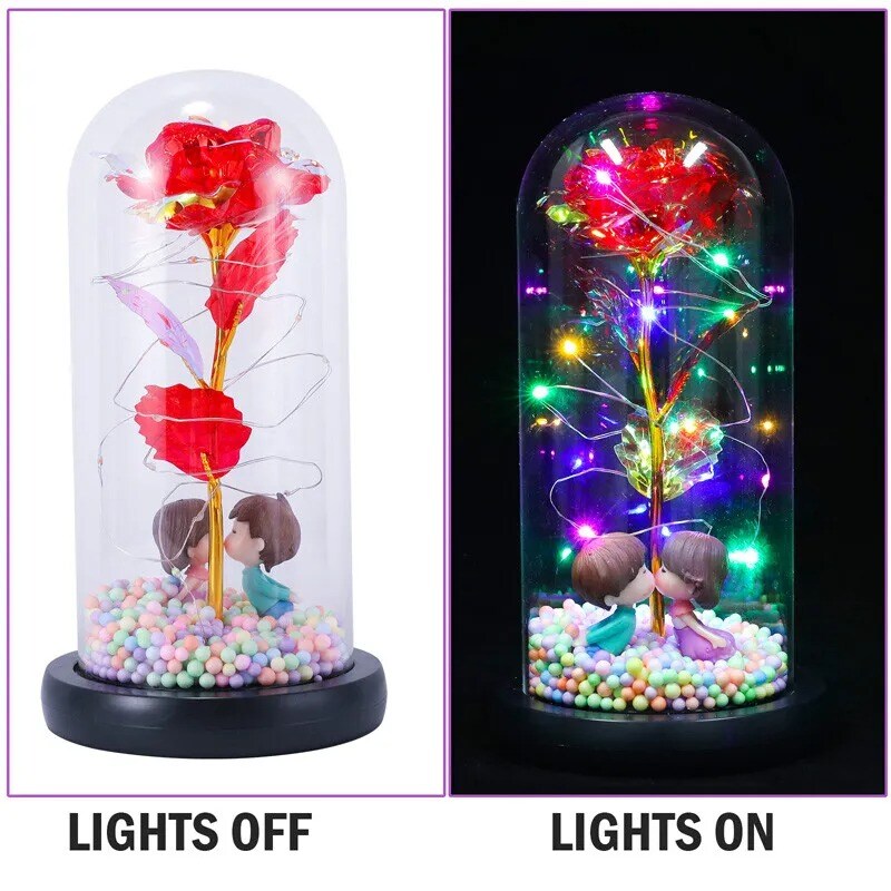 LED Galaxy Enchanted Rose Glass