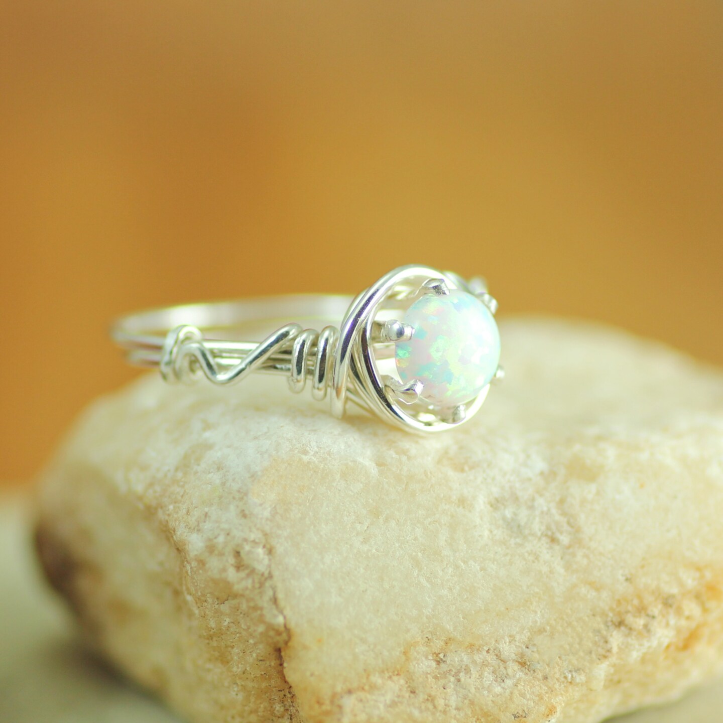 Opal Dainty Ring Handmade for October Birthstone in Sterling Silver, Engagement or Promise Jewelry Ring product 4