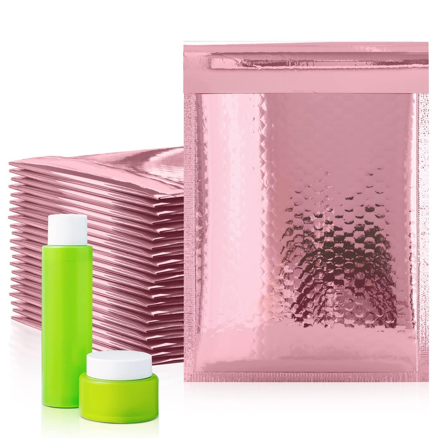 Rose Gold Metallic Bubble Mailers 6.5 x 9 Pack of 25 Opaque Mail Bubble Envelopes with Sturdy Adhesive Line Reliable Padded Shipping Envelopes Waterproof Padded Envelopes Various Sizes