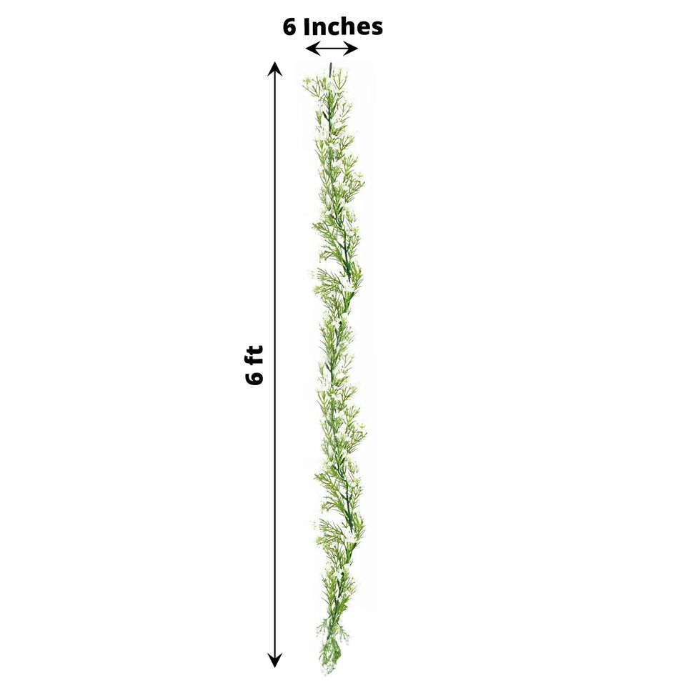 6 ft WHITE GREEN Silk Baby Breath Artificial Flower GARLAND