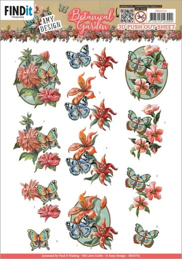 Find It Trading Amy Design Punchout Sheet-Butterfly, Botanical Garden