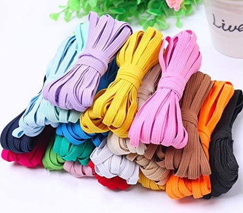 Elastic Bands 16 Colors 52 Yards 1/4 Inch Elastic for Sewing Masks, Headbands, Hair Bands, Shorts Waist, Shoe Laces, Wigs, Bracelets, Crafts DIY Projects(16 Colors 3m per Color)