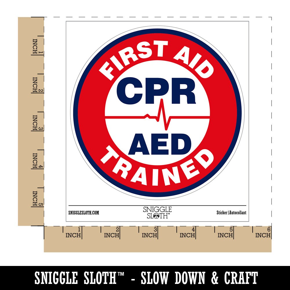 First Aid AED CPR Trained Waterproof Vinyl Phone Tablet Laptop Water Bottle Sticker Set - 5 Pack