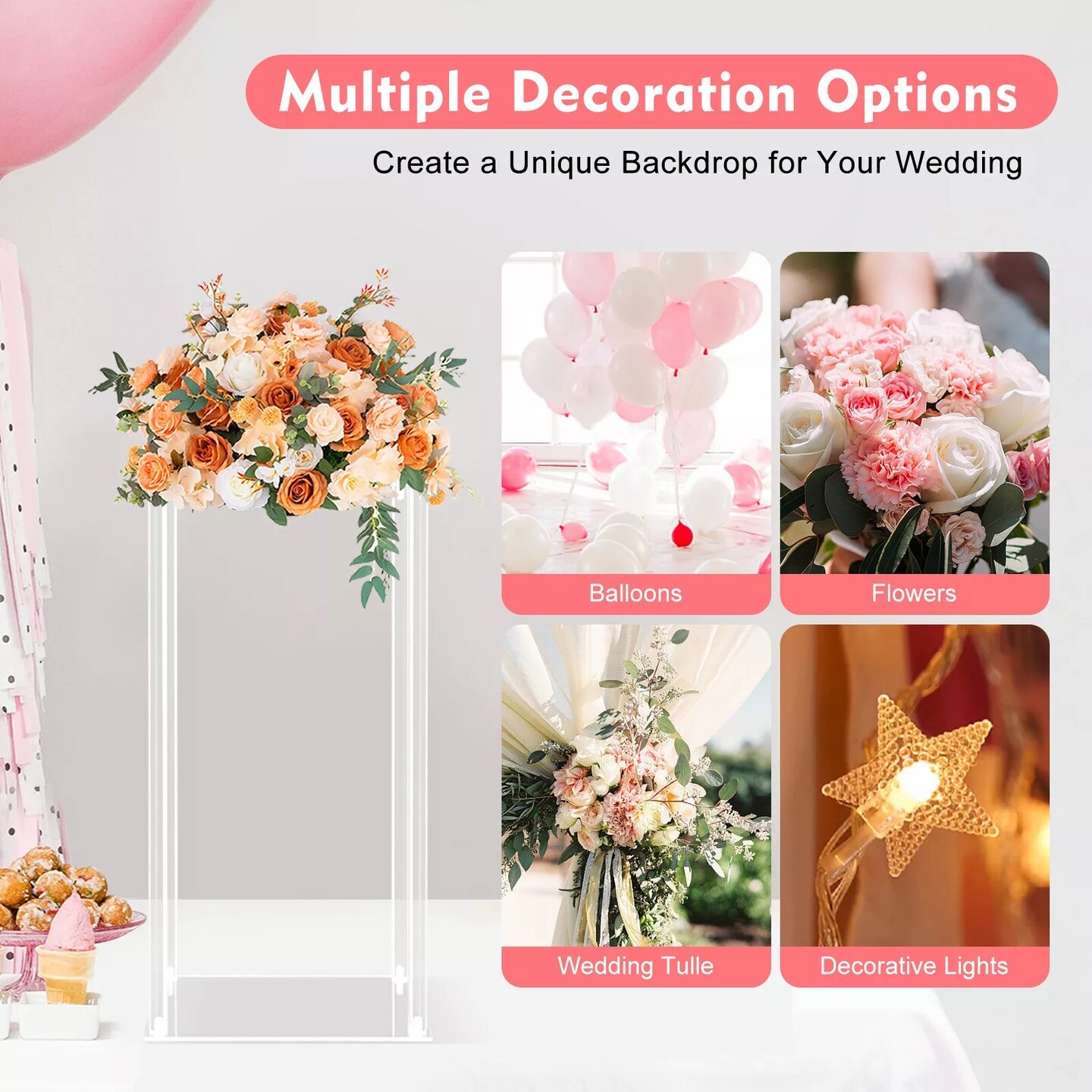 10Pcs Tall Acrylic Flower Stand Wedding Centerpiece Vase