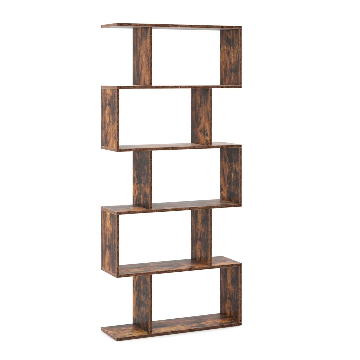 5-tier Bookshelf With Anti-toppling Device For Living Room Home Office