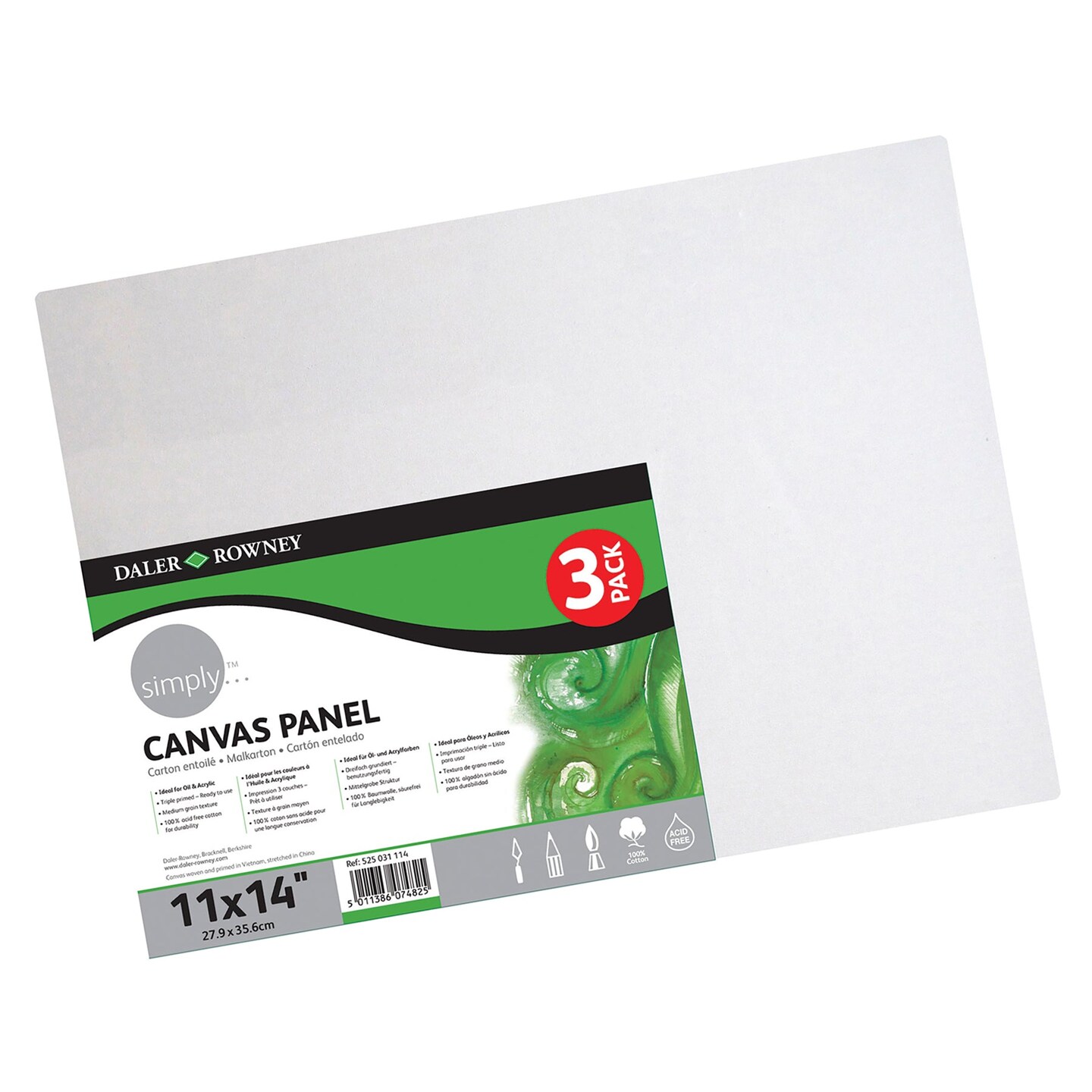 Simply White Canvas Panels Set, 11&#x22; x 14&#x22;, 3 Per Pack, 3 Packs