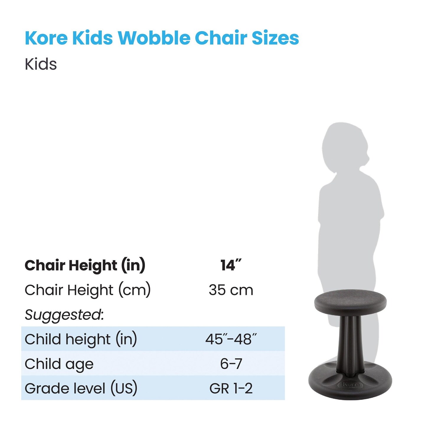 Kids Wobble Chair 14&#x22; Black