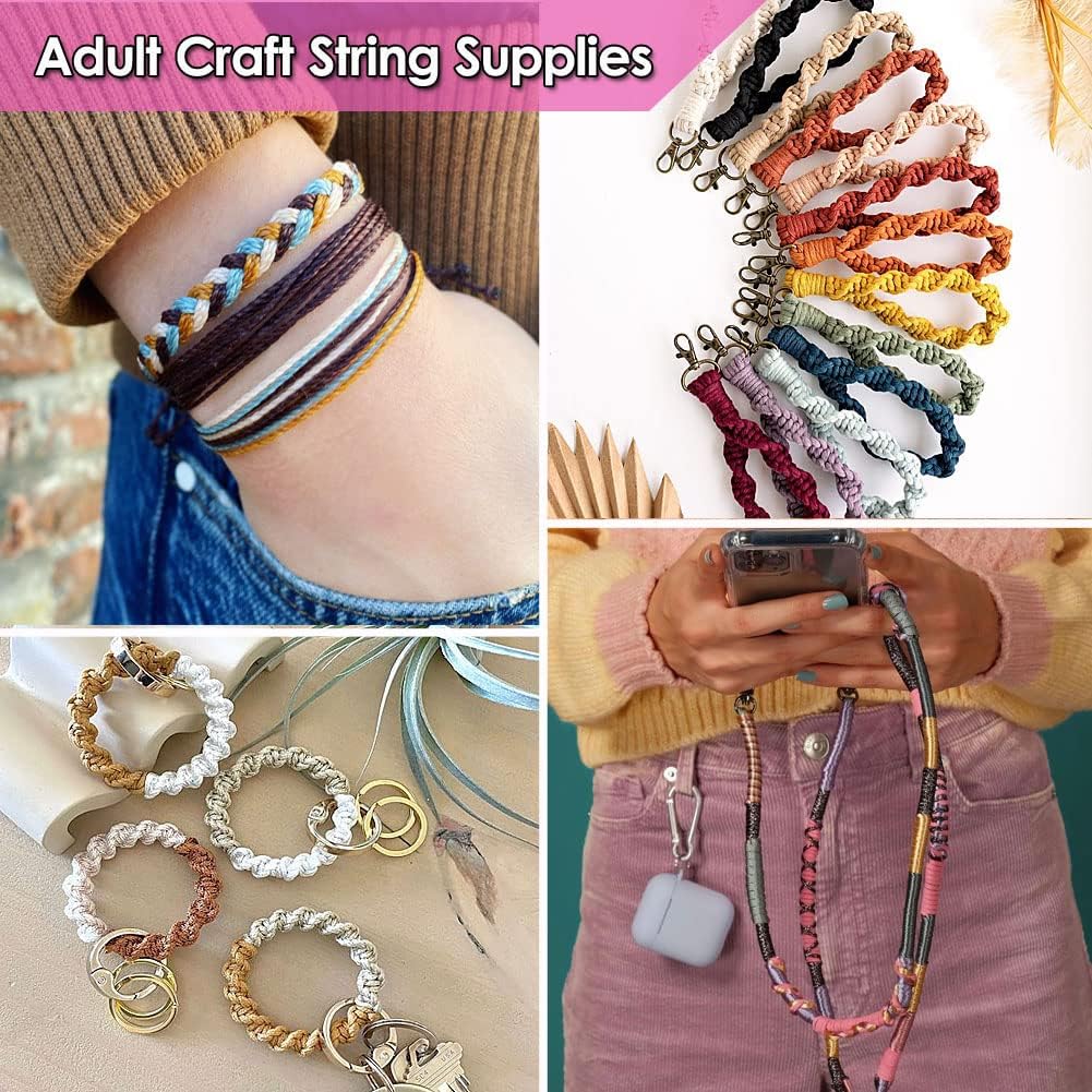 Nylon String for Bracelets Nylon Cord 1.5 mm 200 Yards Nylon Satin Cord Silk Beading Cord Bracelet Making String Rattail Cord for Necklace Bracelet Lanyard String Nylon Cord for Jewelry Making