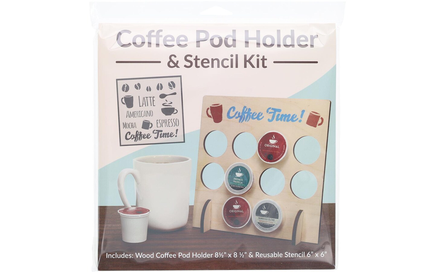 Coffee Pod Holder 8.5"X8.5", Coffee Stencil, 6"X6", Stencils, Small K Cup Holder, K Cup Holder Small, Holder, Tree, Wood Pod Holders, Wood