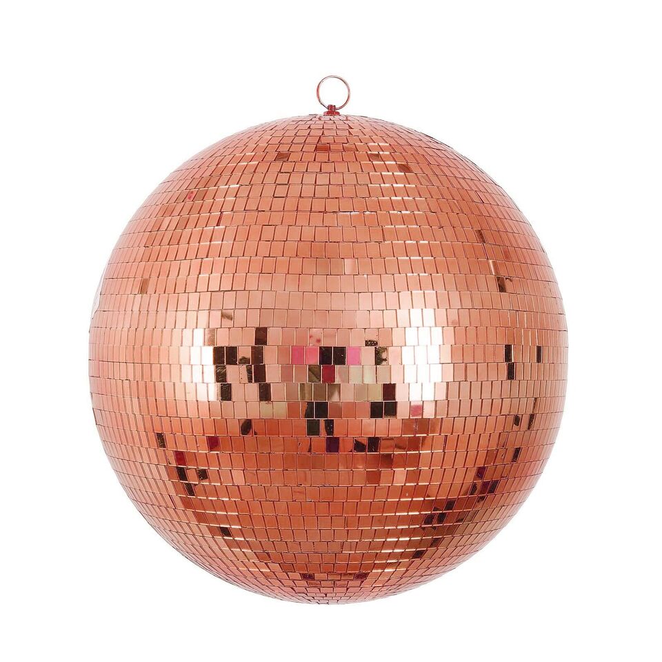 Rose Gold 16&#x22; wide Glass Mirror Disco Ball Ornament