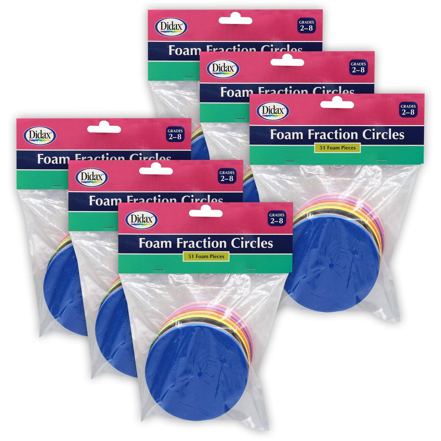 Easyshapes Foam Fraction Circles, 51 Pieces Per Set, 6 Sets
