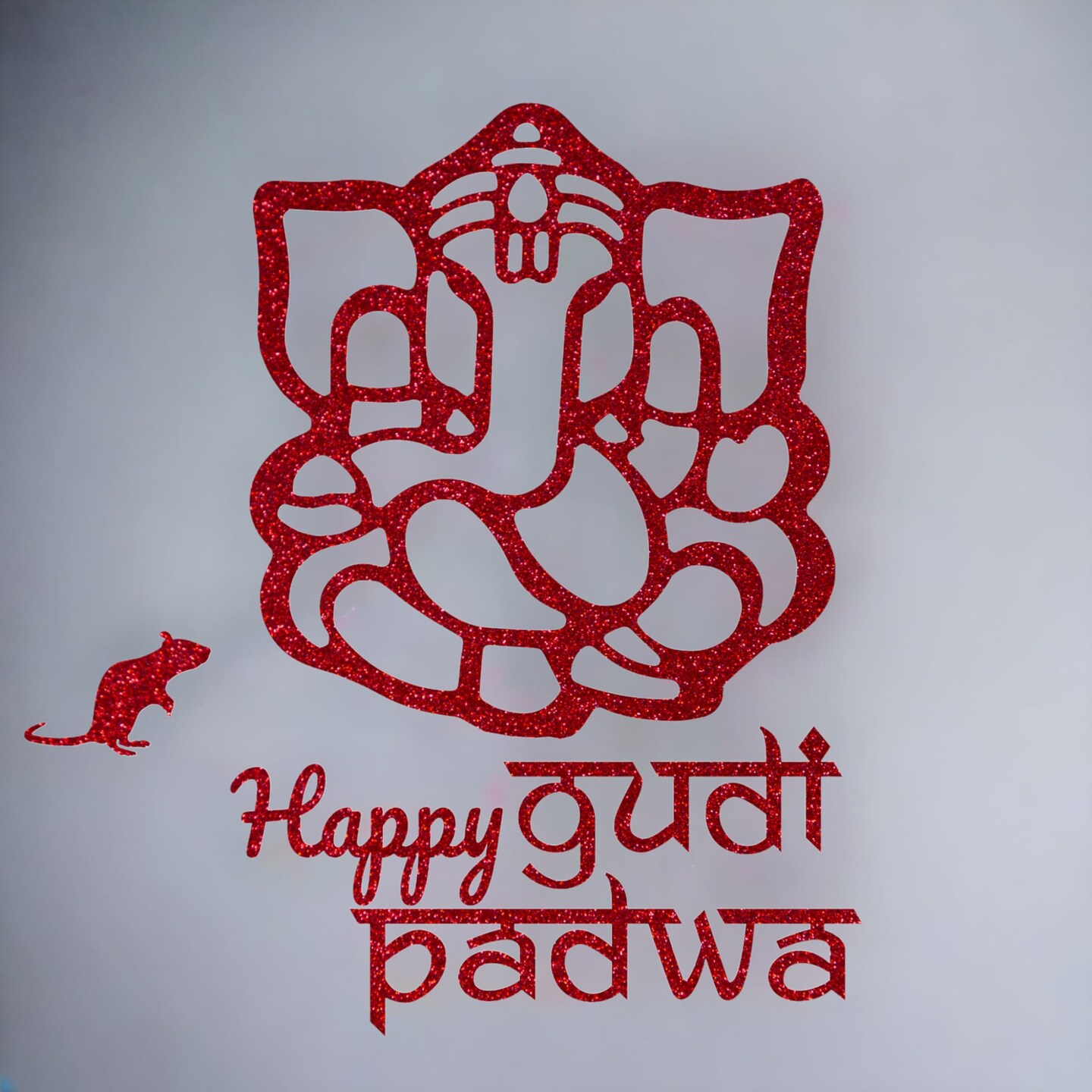 Happy Gudi Padwa Ganesha Wall Stickers Gudi Padwa Cutout for Backdrop Indian Religious Spiritual Home Styling Traditional Decor Ganesh Backdrop Housewarming Return Gift