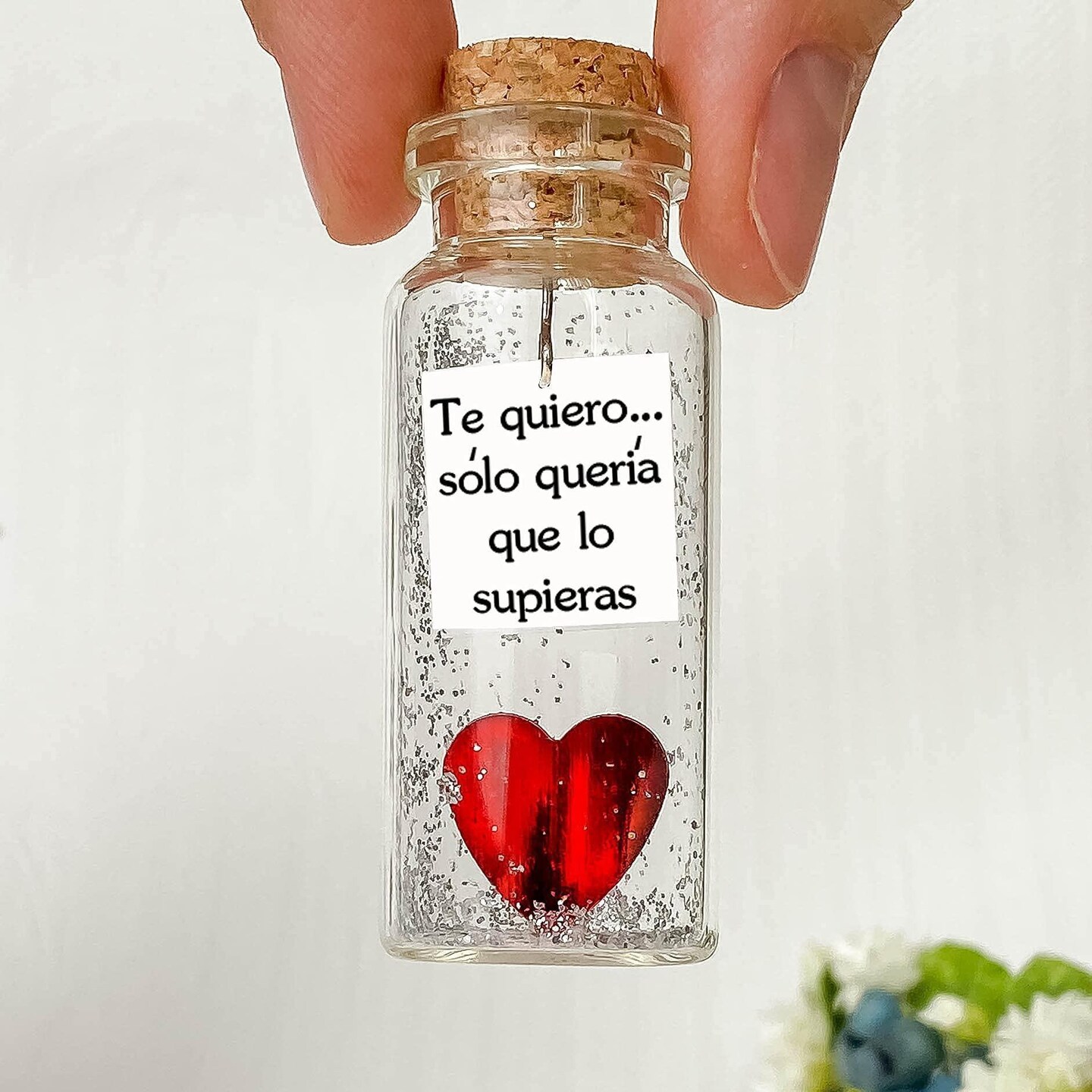 Mensaje romántico en una botella para regalar a tu novio o novia Tarro de los deseos con una tarjeta para tu esposo o esposa (in a bottle Te quiero… sólo quería que lo supieras)