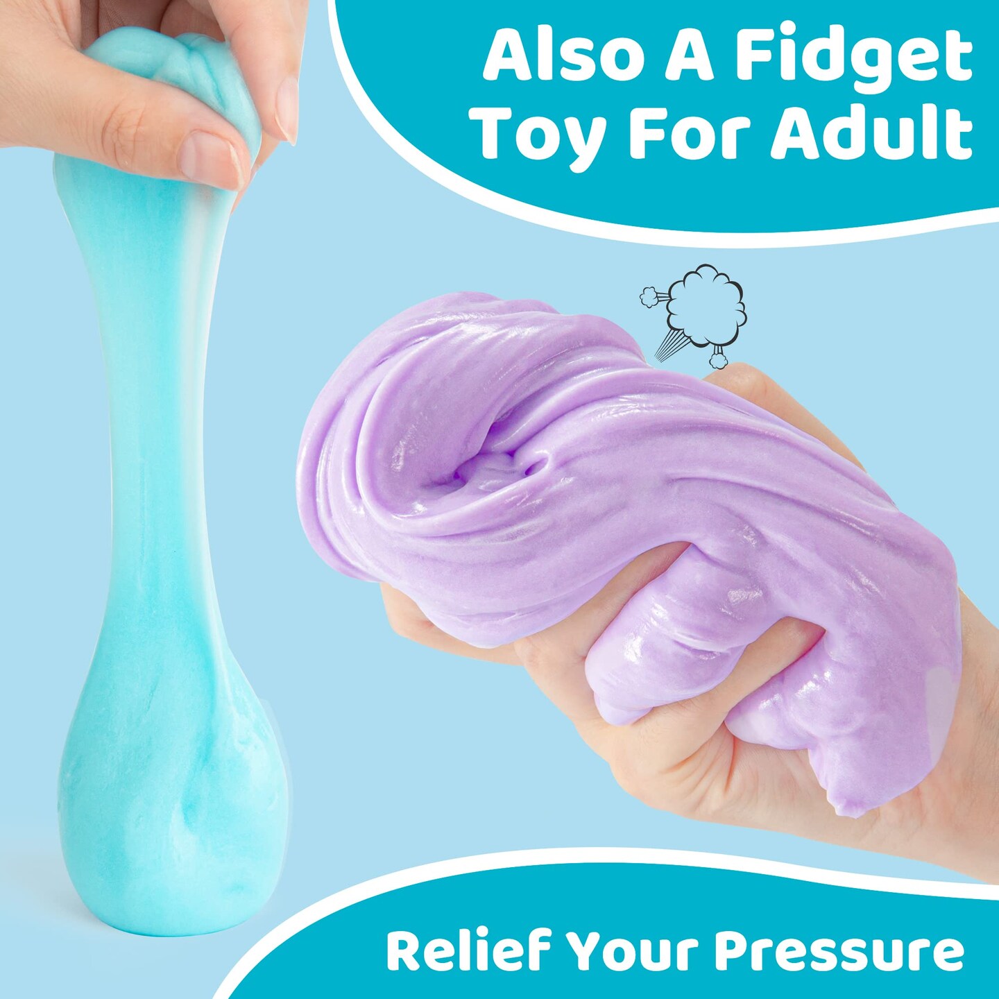 6 Pieces Slime Kit for Girls and Boys, Safe and Fluffy Slime for Kids, Stress Relief Kids Slime Kits for Toddlers, Stretchy Butter Slime