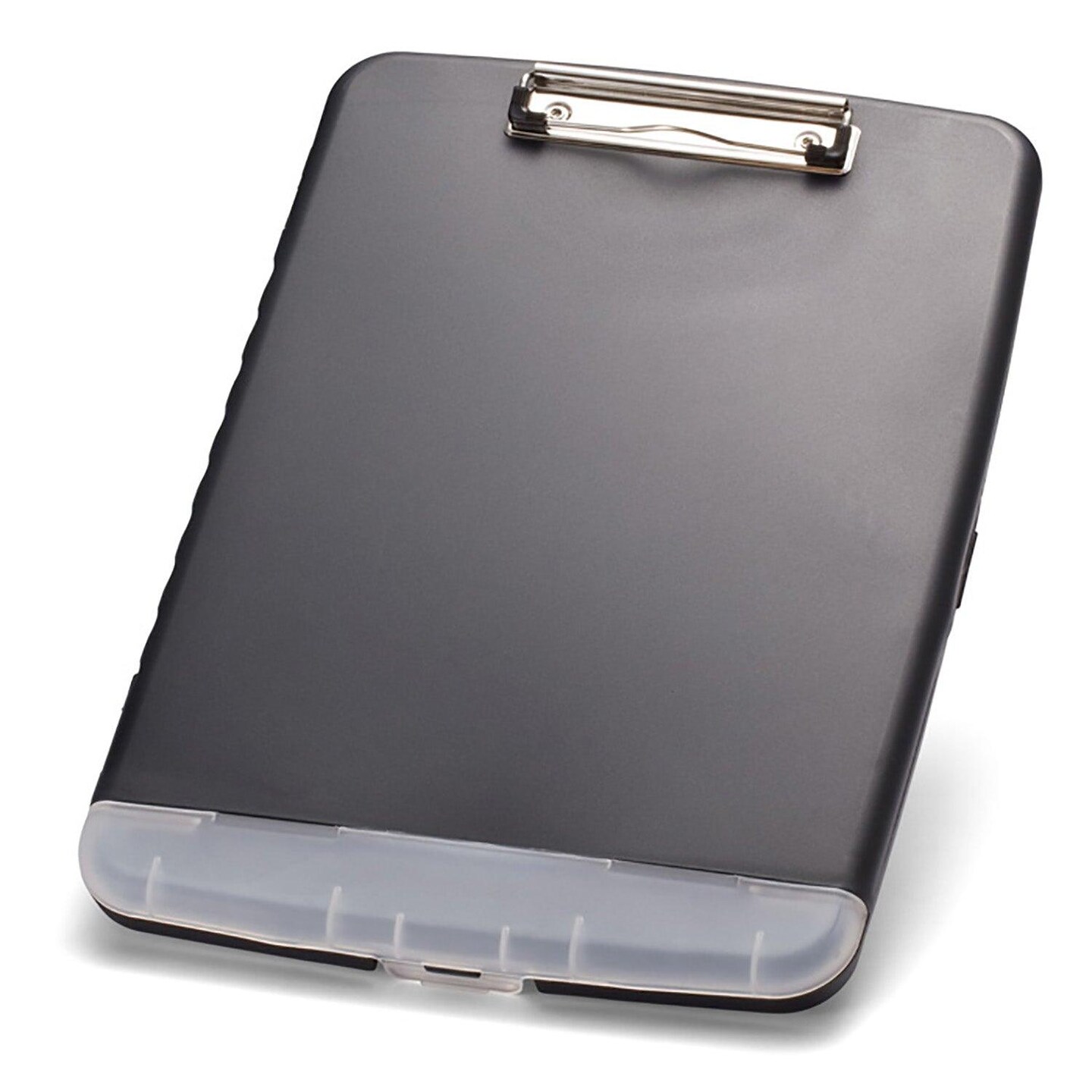 Slim Clipboard with Storage Box, Low Profile Clip &#x26; Storage Compartment, Charcoal