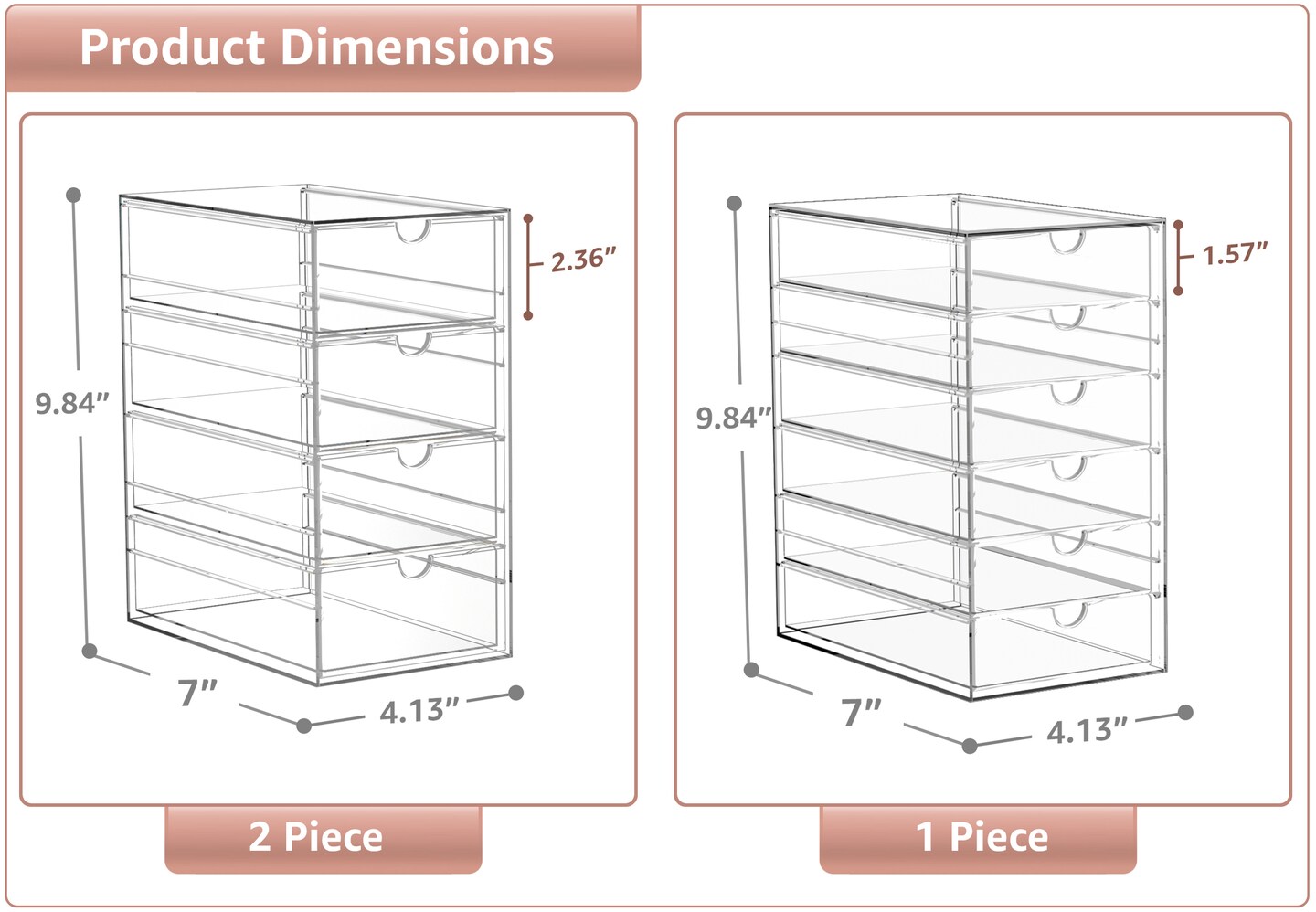 Sorbus 14 Drawers Acrylic Organizer for Makeup, Organization and Storage, Art Supplies, Jewelry, Stationary - 3 Pcs Clear Stackable Storage Drawers