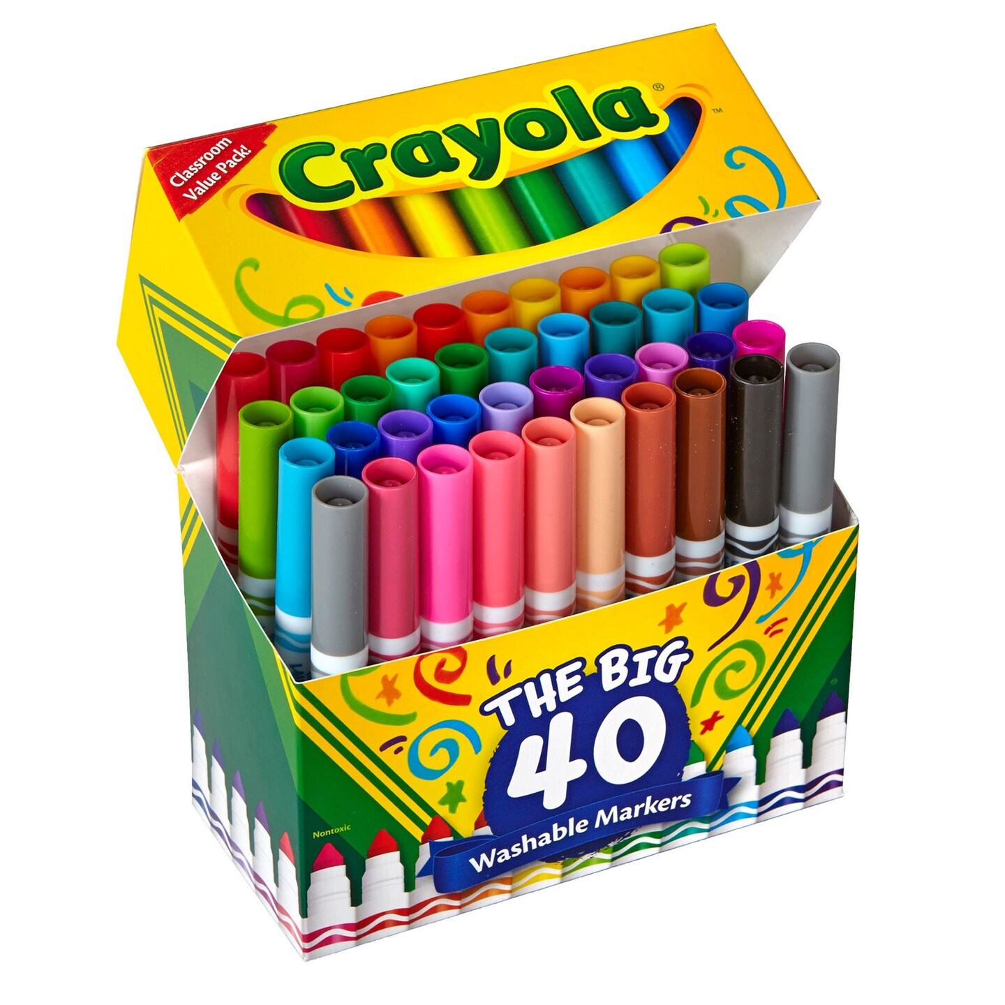 Washable Markers, Broad Line, Assorted Colors, Pack of 40